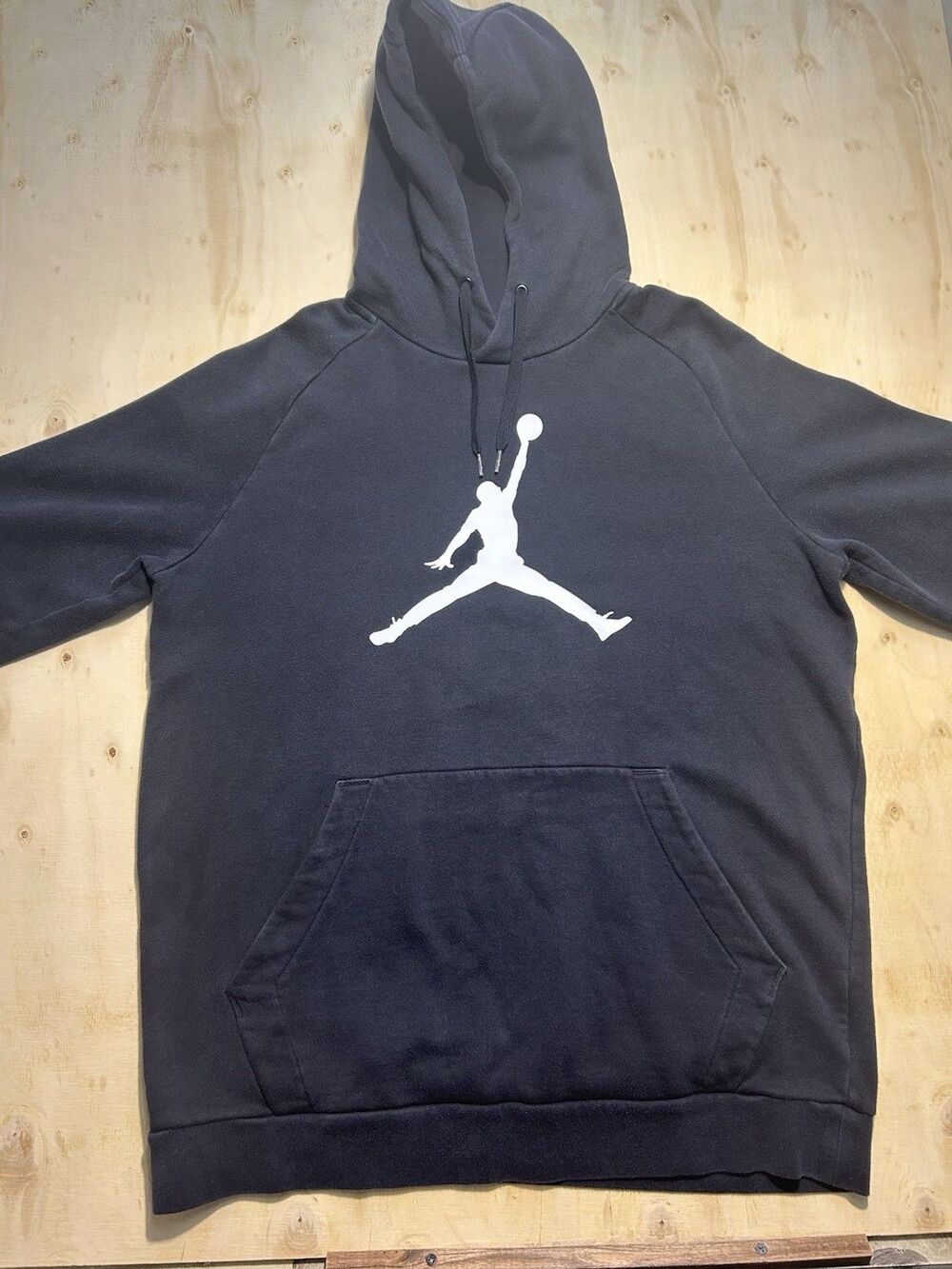 USED NIKE JORDAN JUMPMAN FLEECE PULLOVER HOODIE SWEATSHIRT BLACK MEN LARGE
